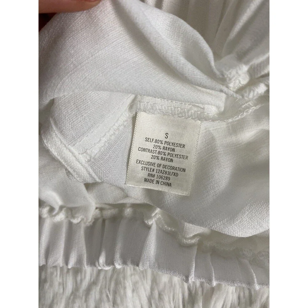 Mi Ami Francesca's White Paula Off The Shoulder Eyelet Ruffle Crop Blouse Size S - Picture 12 of 13